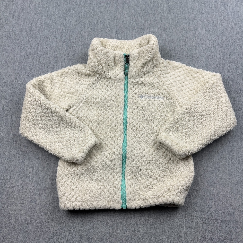 Columbia Kids Jacket XXS 4-5 Ivory Fireside Sherpa Fuzzy Soft Fleece Full Zip